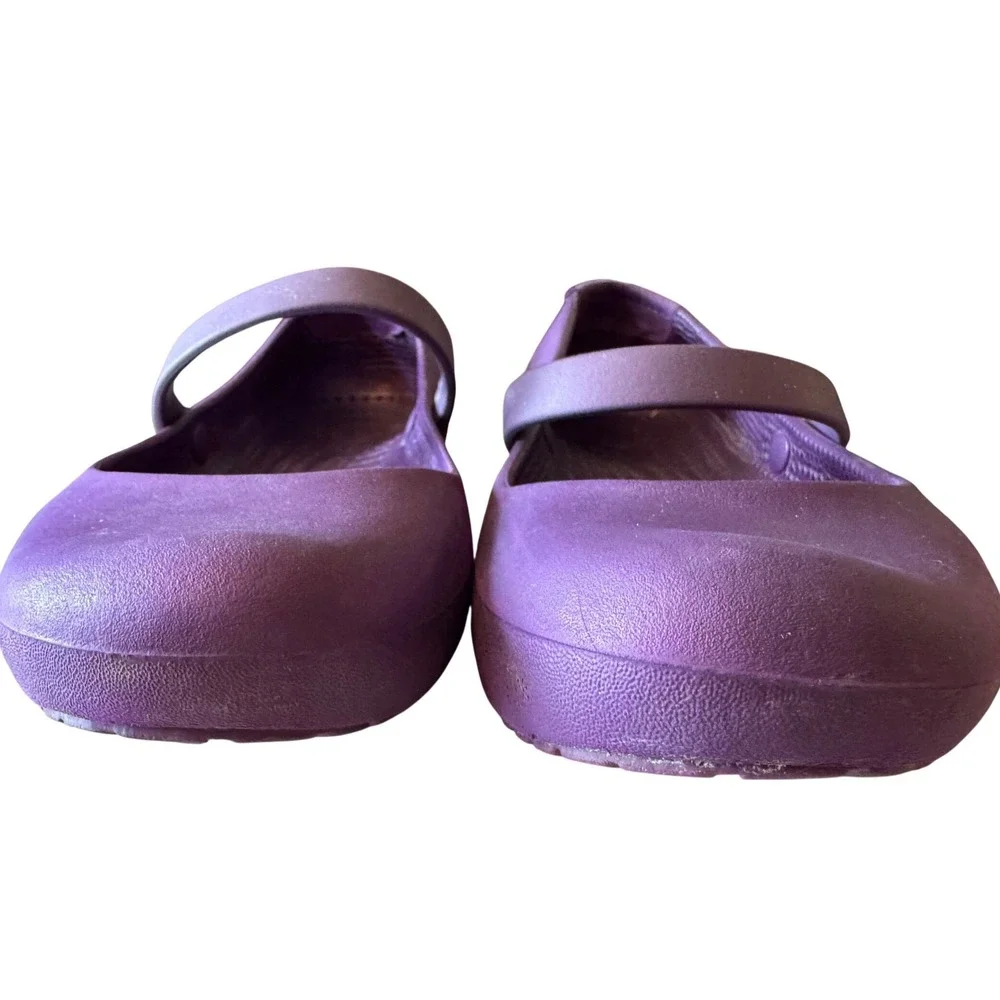 Crocs Mary Jane Purple Flats Comfort Casual Waterproof Slip On Shoes Womens 9